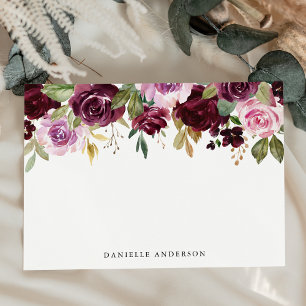 Rustic Pink Burgundy and Purple Floral Stationery