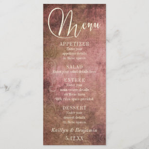 Rustic Pink & Burlap Rustic Vintage Wedding Menu