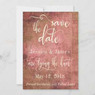 Rustic Pink & Burlap Vintage Save the Date
