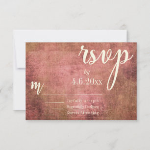 Rustic Pink & Burlap Vintage Typography RSVP Card