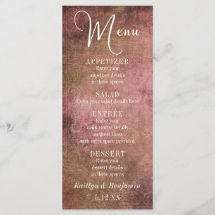 Rustic Pink & Burlap Vintage Wedding Menu