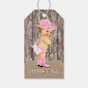 Rustic Pink Cowgirl Baby Shower Gift Tags
