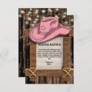 Rustic Pink Cowgirl Hat Baby Shower  Enclosure Card