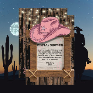 Rustic Pink Cowgirl Hat Baby Shower  Enclosure Card