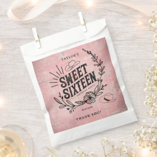 Rustic Pink Cowgirl Sweet Sixteen Party Favor Bag
