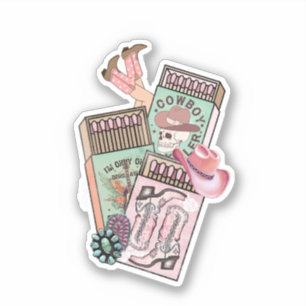 Rustic Pink Cowgirl Vinyl Sticker