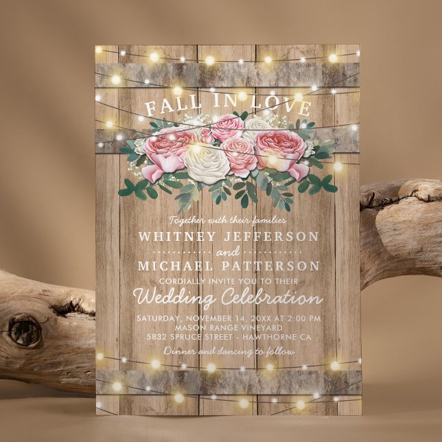 Rustic Pink Cream Eucalyptus Floral Wedding Invitation (Creator Uploaded)
