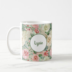 Rustic Pink Creme Rose Modern Floral  Coffee Mug