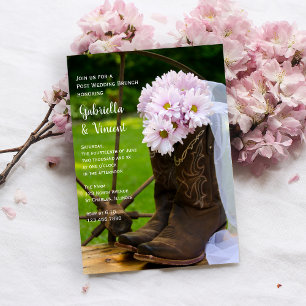 Rustic Pink Daisies Country Post Wedding Brunch Invitation