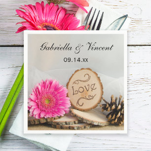 Rustic Pink Daisy Woods Wedding Napkin
