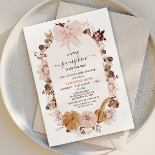 Rustic Pink Fall Little Pumpkin Baby Shower Invitation