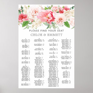 Rustic Pink Floral Alphabetical Seating Chart
