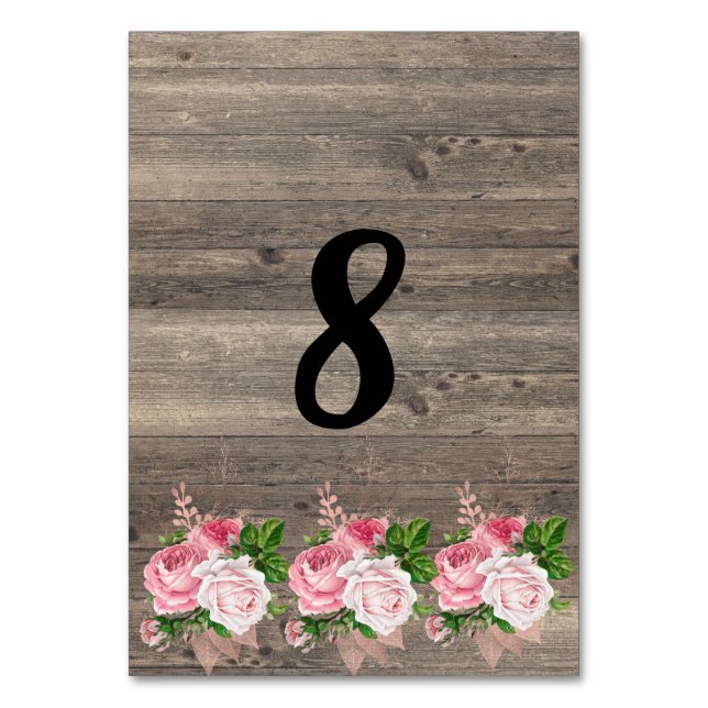 Rustic Pink Floral Bouquet TABLE NUMBER (Front)