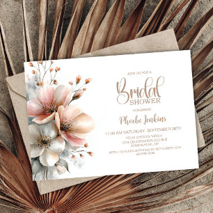Rustic Pink Floral Bridal Shower Invitation