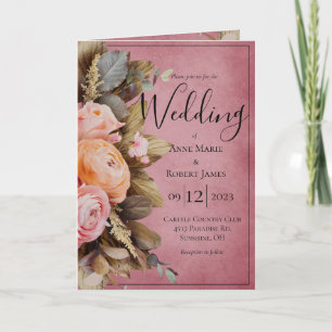 Rustic Pink Floral Greenery Eucalyptus Wedding Inv Invitation