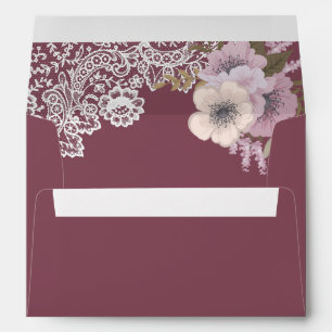 Rustic Pink Floral Lace Envelope