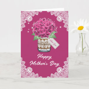 Rustic Pink Floral Lace Mother's Day Card