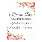 Rustic Pink Floral Mimosa Bar Sign