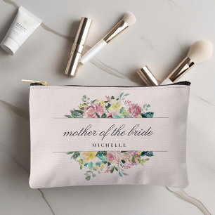 Rustic Pink Floral Mother of the Bride Gift Accessory Pouch