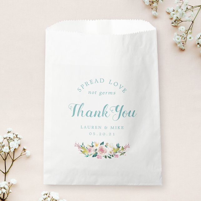 Rustic Pink Floral Wedding Bridal Shower Face Mask Favour Bag (Creator Uploaded)