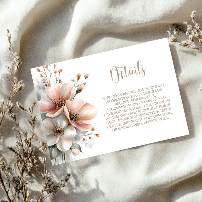 Rustic Pink Floral Wedding Details Enclosure Card (Creator Uploaded)