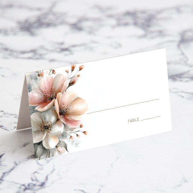 Rustic Pink Floral Wedding Place Card (Creator Uploaded)