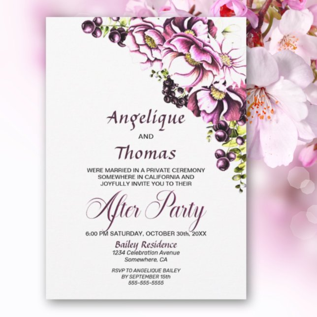 Rustic Pink Floral Wedding Reception Invitation (Creator Uploaded)