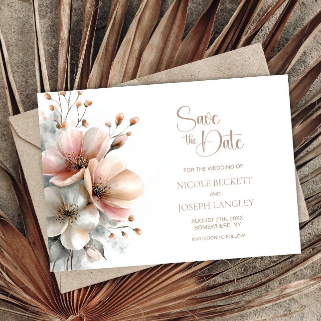 Rustic Pink Floral Wedding Save the Date (Creator Uploaded)