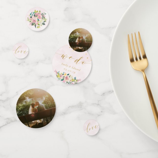 Rustic Pink Floral Wedding Table Confetti (Group)