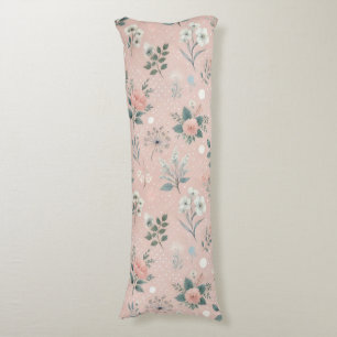 Rustic Pink Floral with White Blooms and Greenery Body Cushion