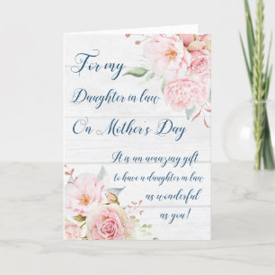 Rustic Pink Flowers Mother's Day Daughter in Law Card