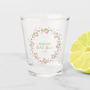 Rustic Pink Garden Flowers Custom Bridal Shower Shot Glass