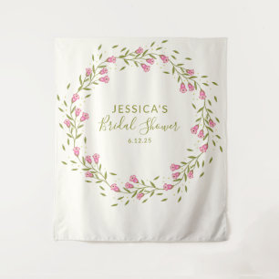 Rustic Pink Garden Flowers Custom Bridal Shower  Tapestry