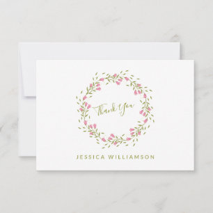 Rustic Pink Garden Flowers Custom Bridal Shower Thank You Card