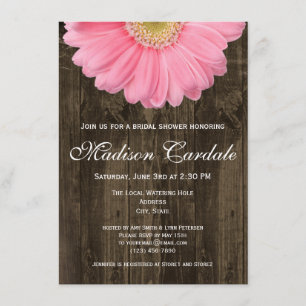 Rustic Pink Gerber Daisy Bridal Shower Invitation