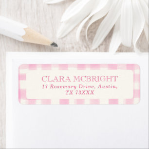 Rustic Pink Gingham Baby Shower Return Address Label
