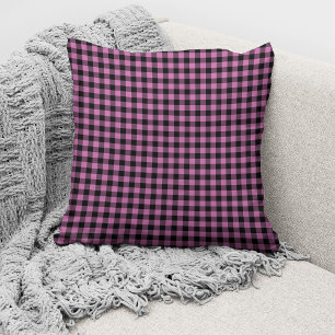 Rustic Pink Gingham Checks Pattern Cushion