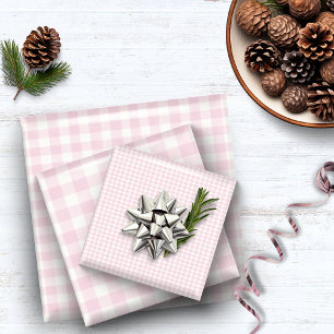 Rustic Pink Gingham Plaid Wrapping Paper Sheet