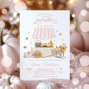 Rustic Pink Girl Pumpkin Baby Shower Invitation