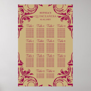 Rustic Pink Gold seating plan poster