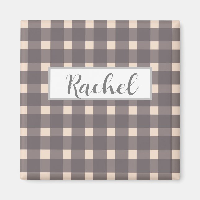 Rustic Pink Grey Gingham   Magnet (Front)