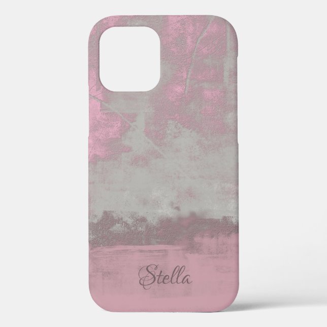 Rustic Pink Grey Mallow Abstract Art Nr42 Monogram Case-Mate iPhone Case (Back)