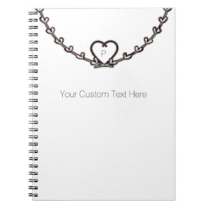 Rustic Pink Heart Vine Custom Personalised Chic Notebook