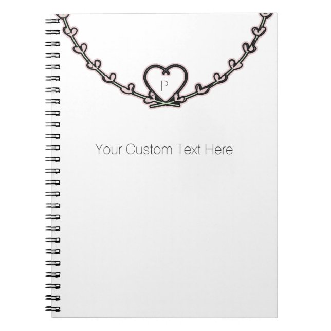 Rustic Pink Heart Vine Custom Personalised Chic Notebook (Front)