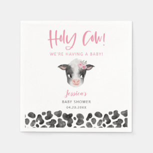 Rustic Pink Holy Cow Baby Shower Napkin