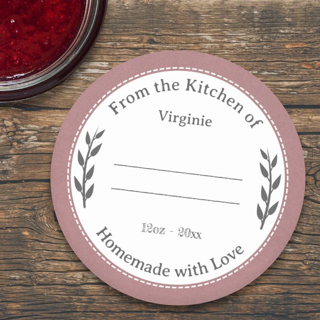 Rustic Pink Homemade with Love Label Sticker (Rustic Pink Homemade with Love Label Sticker)