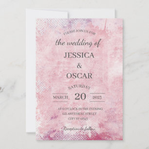 Rustic Pink Minimal Wedding Invitation