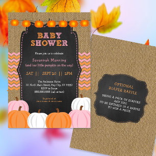 Rustic Pink Orange Pumpkin baby shower invitation