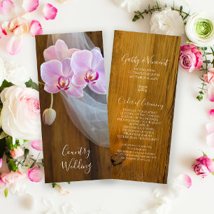 Rustic Pink Orchid Elegance Country Barn Wedding  Program