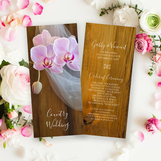 Rustic Pink Orchid Elegance Country Barn Wedding  Program (Creator Uploaded)